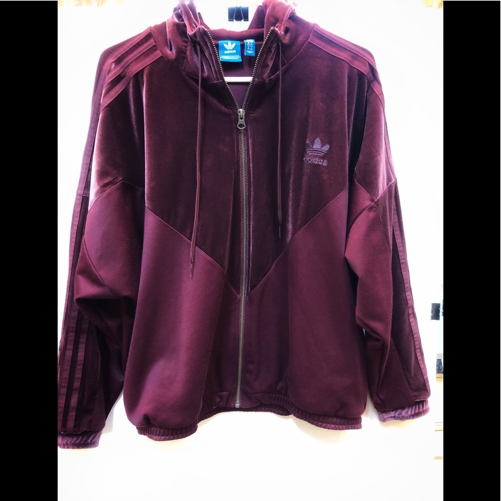 Adidas Velvet Vibes Maroon Track Jacket